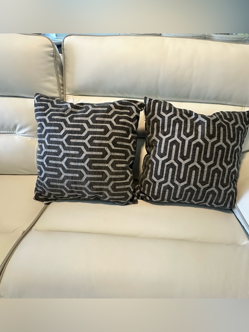 2 Modern Geometric Accent Pillows in Charcoal Gray